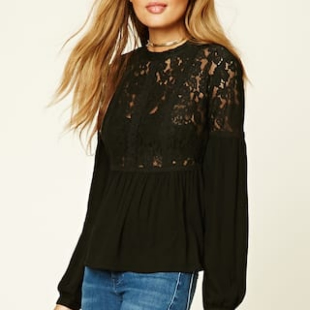NEW // Lace Peplum Blouse Top